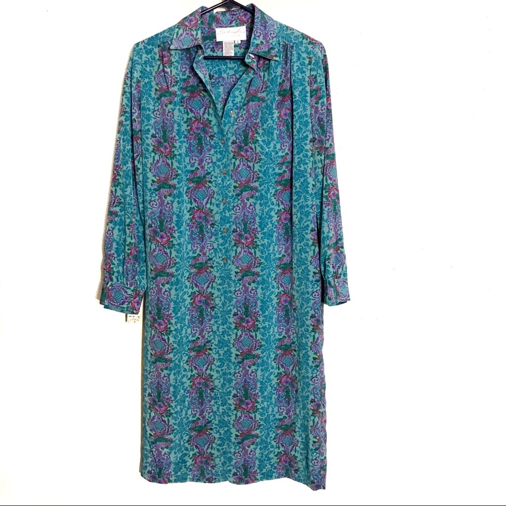 Vintage 70s/80s Floral Colorful Bright Shift Dress NWT